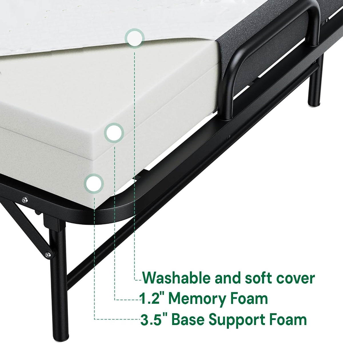 Folding Bed with Mattress with Wheels S820