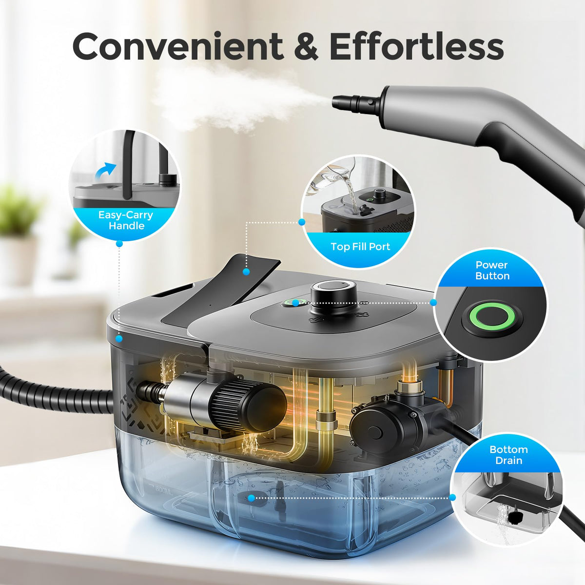 Portable 1800W Handheld Steam Cleaner E99676