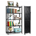 5 Tier Foldable Metal Storage Shelf with Wheels M4656