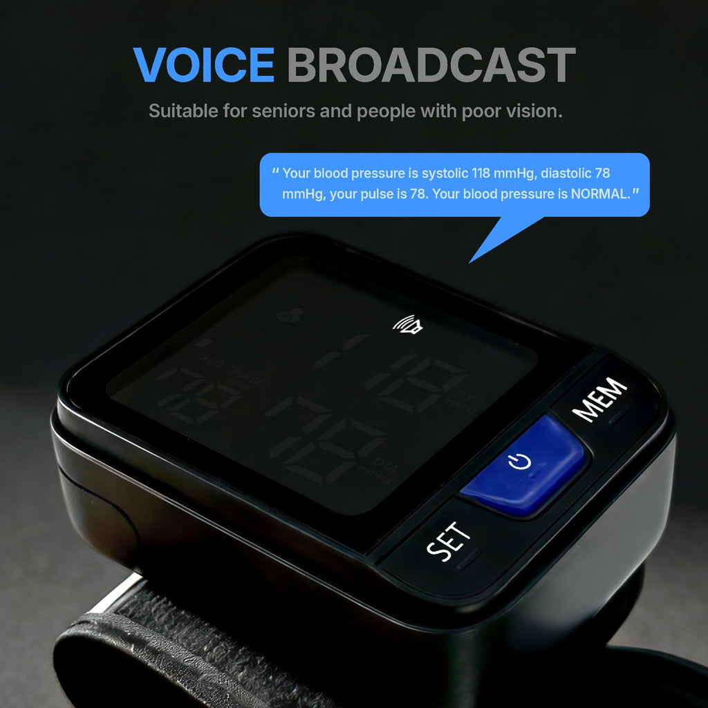 Wrist Blood Pressure Monitor with Voice Broadcast, 240 Memory for 2 Users F1391