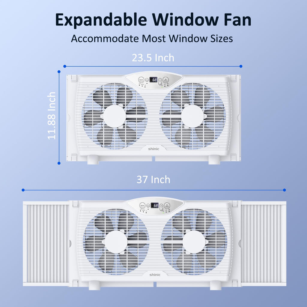 Twin Window Fan with 9-Inch Blades, 3 Speeds, Thermostat Control Z805716