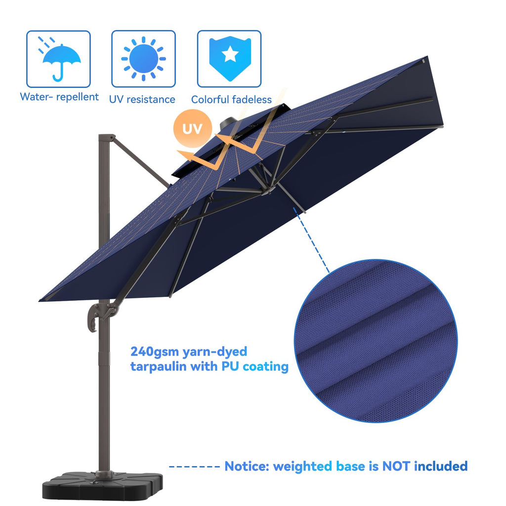 10x13FT Navy Blue Double Top Cantilever Patio Umbrella L214