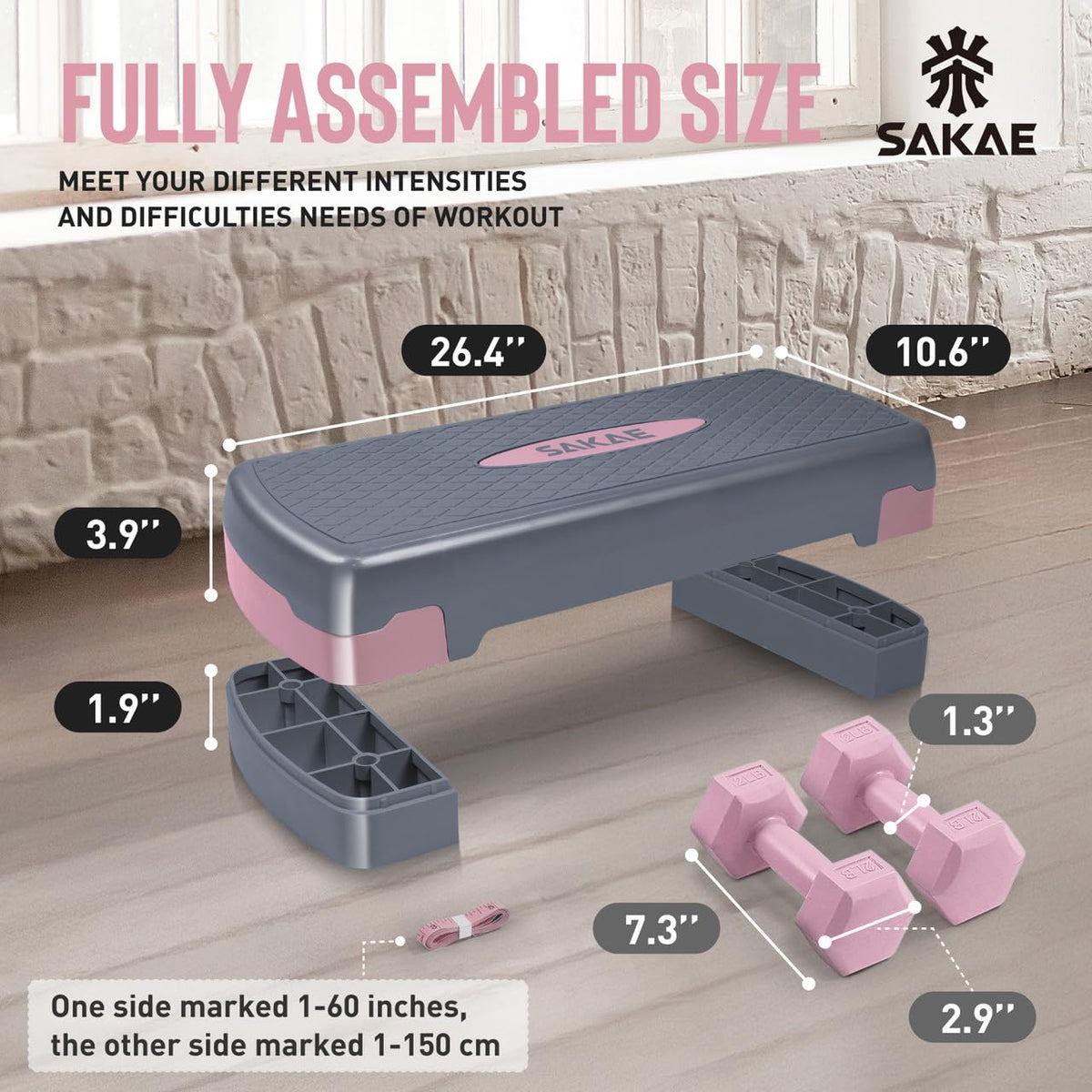 Adjustable Stepper Set with Dumbbells K264