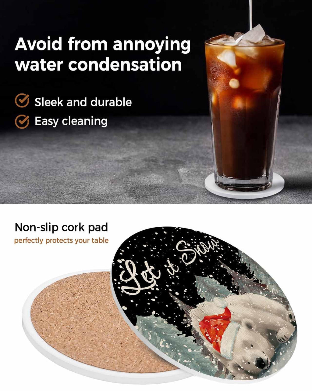 Set of 4 Absorbent Ceramic Stone Coasters with Holder I870821