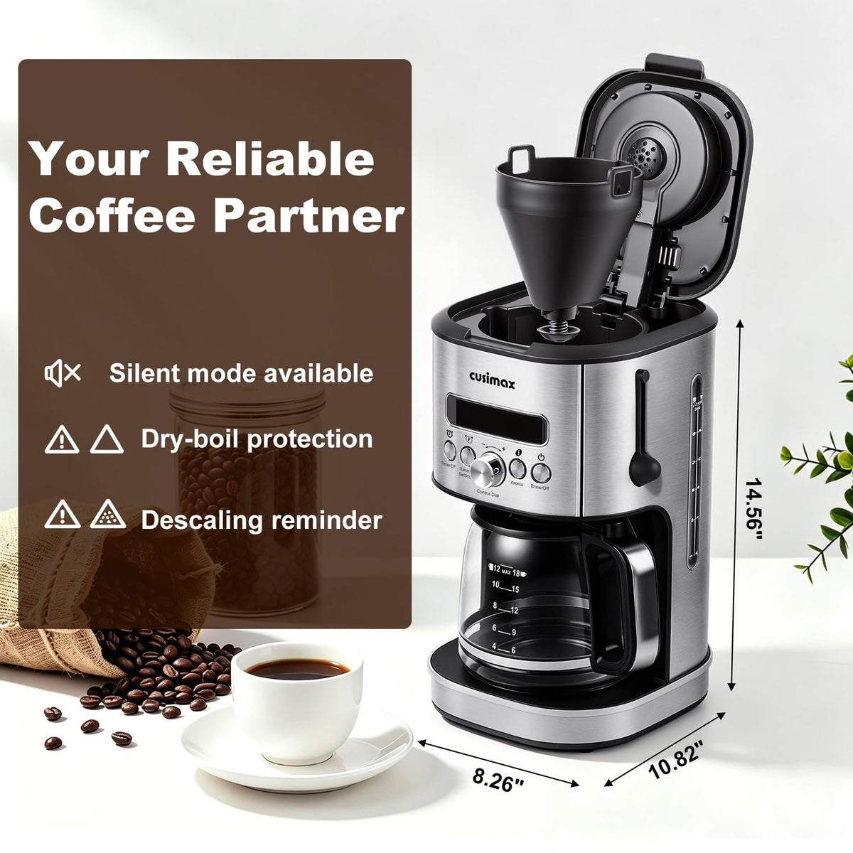 12 Cup Programmable Drip Coffee Maker with Glass Carafe J29881