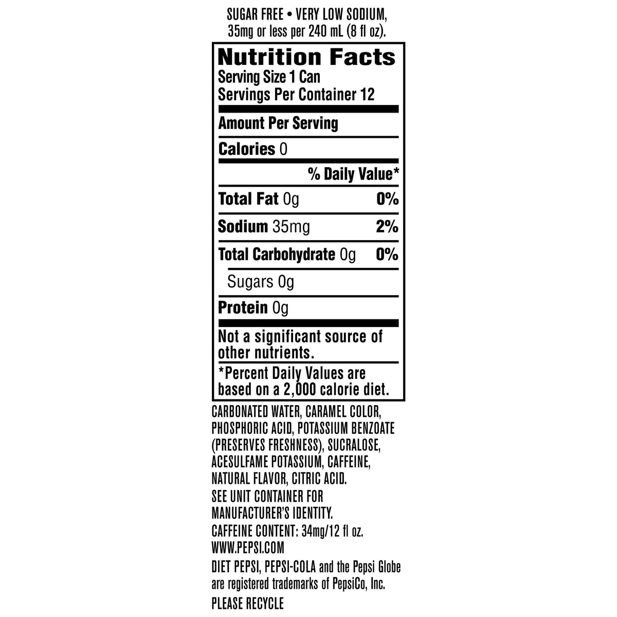 Diet Pepsi Soda 12 fl oz 36 Cans A59009