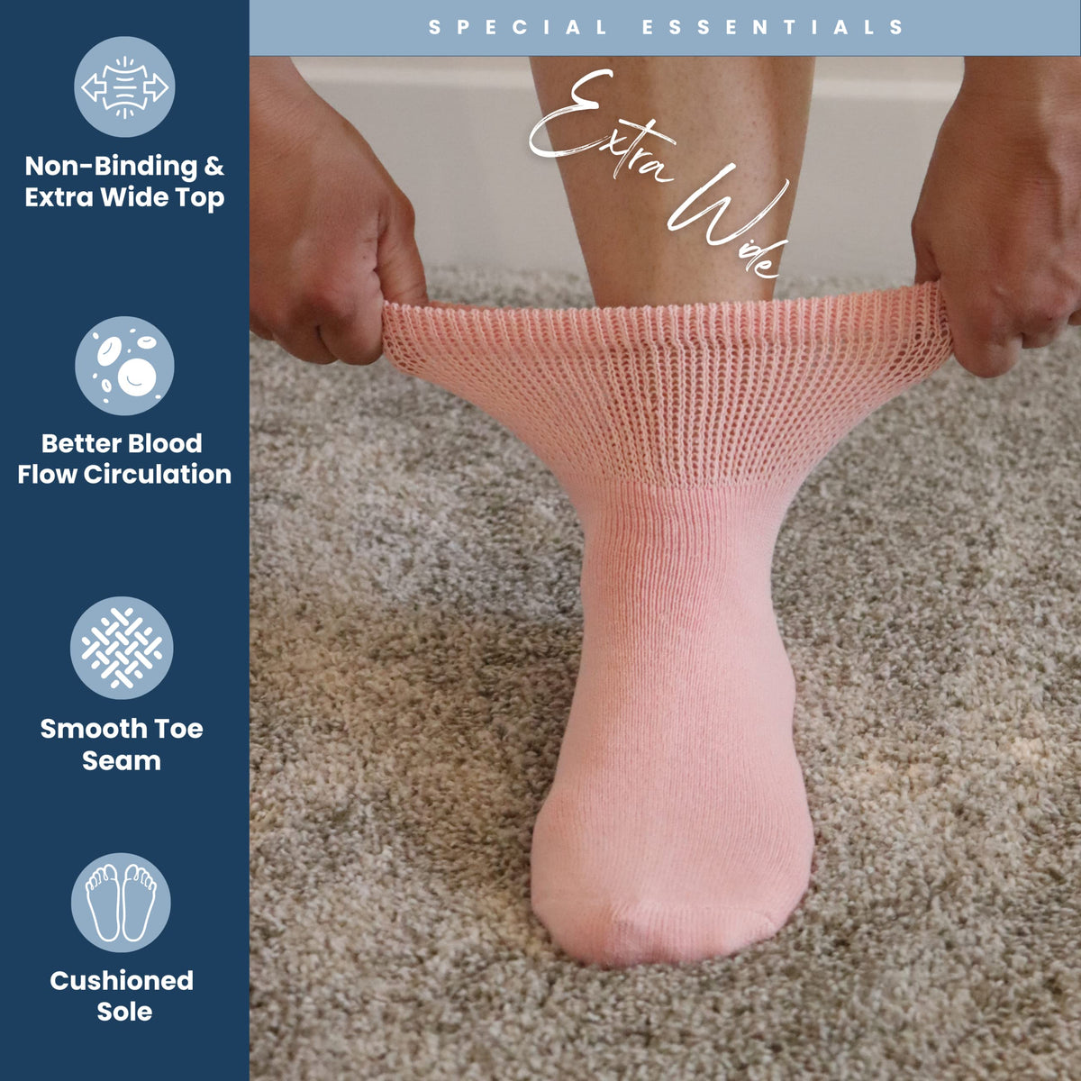 Women's Diabetic Ankle Socks, 6 Pairs, Non-Binding E51743