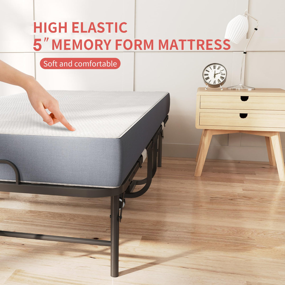 Folding Bed with Mattress with Wheels S820