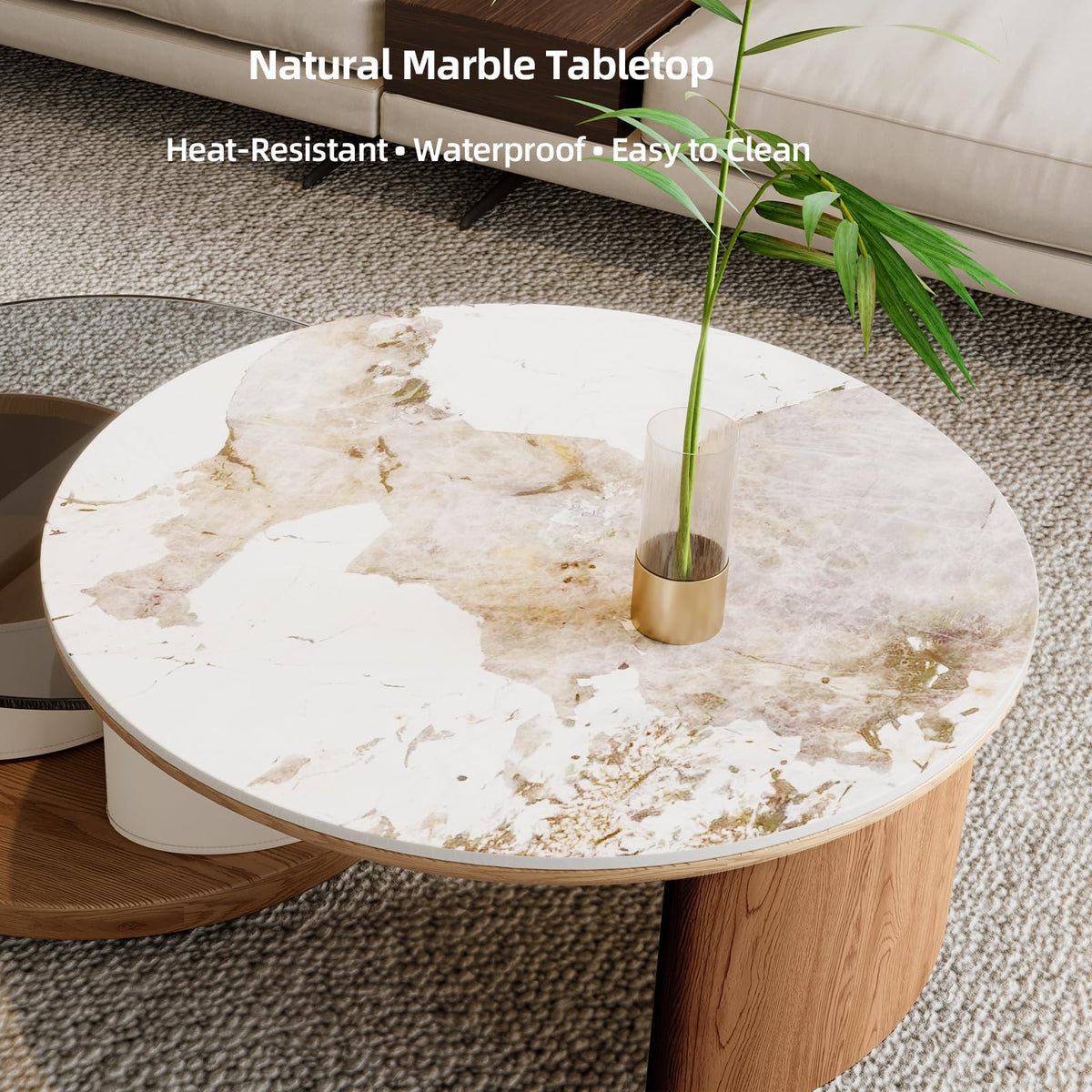 Round Expandable Coffee Table with Hidden Storage R194