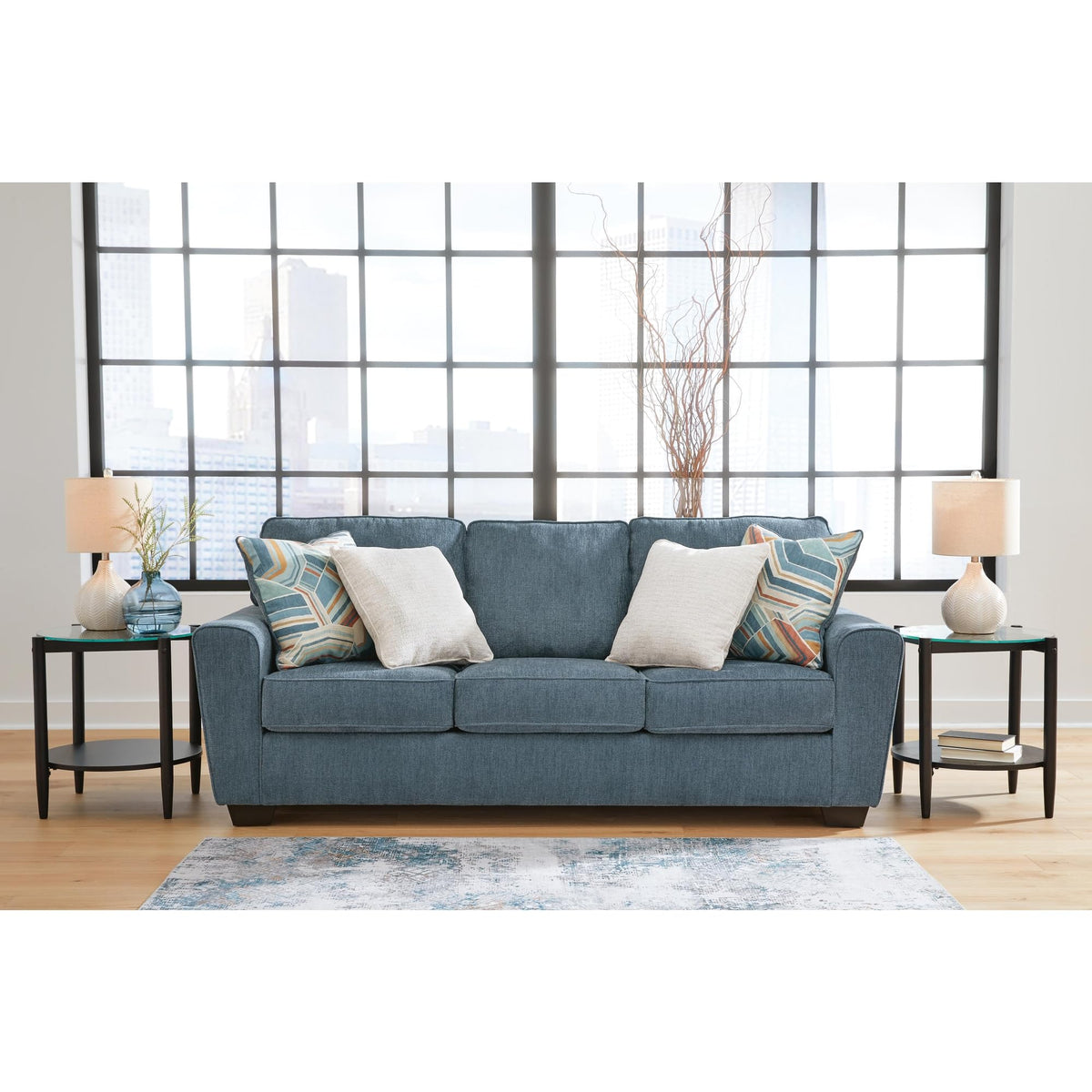 Blue Chenille 3 Seater Couch K781