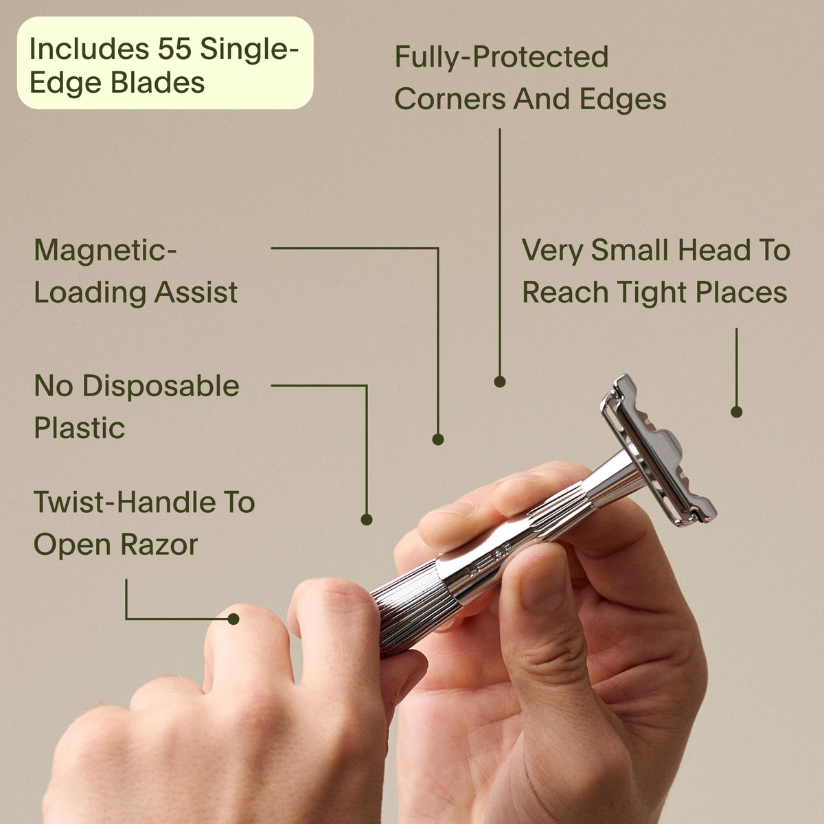 Black All-Metal Single Blade Razor J162