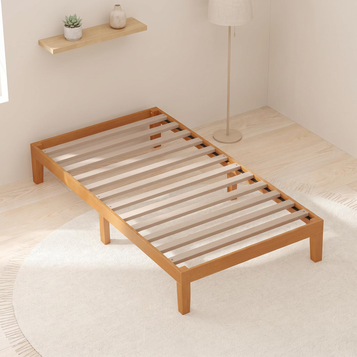 Solid Wood Twin Bed Frame with Under Bed Storage Y55841