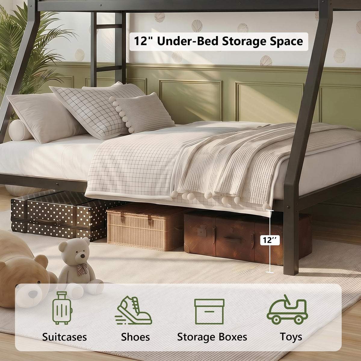 Black Twin Over Full Size Bunk Beds Q31336