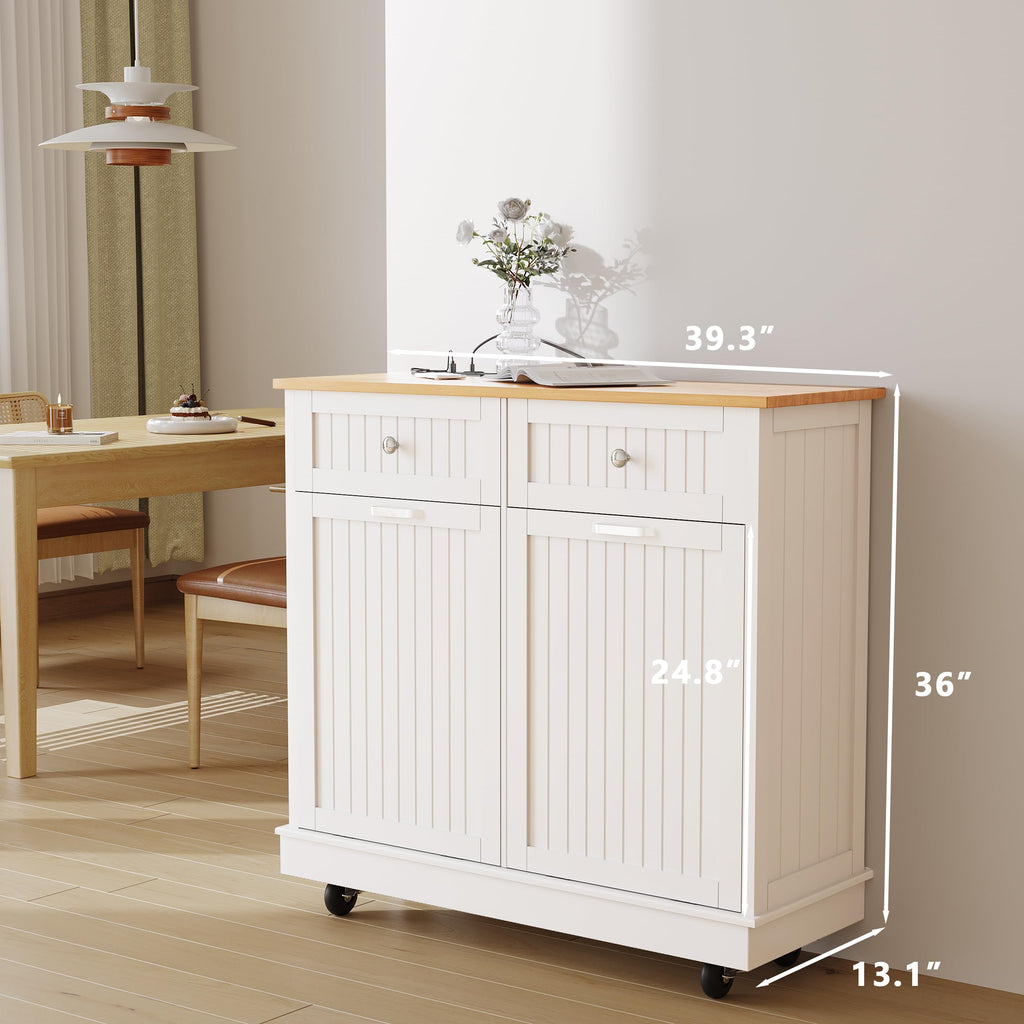 White 20 Gallons Tilt-Out Trash Can Cabinet D5735