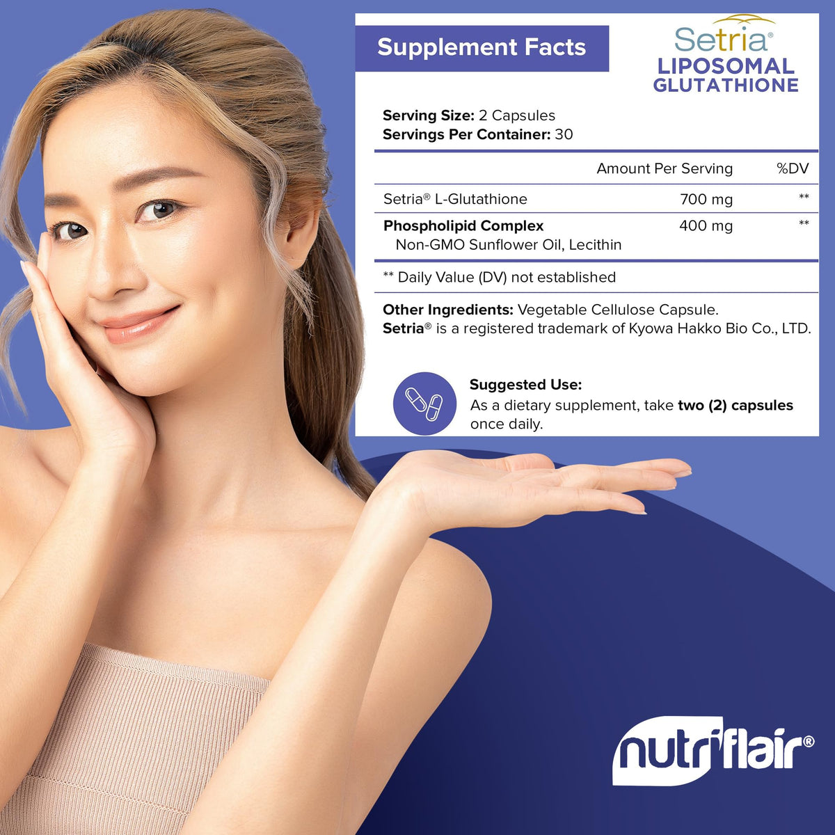 Liposomal Glutathione Supplement 700mg 60 Capsules K95396