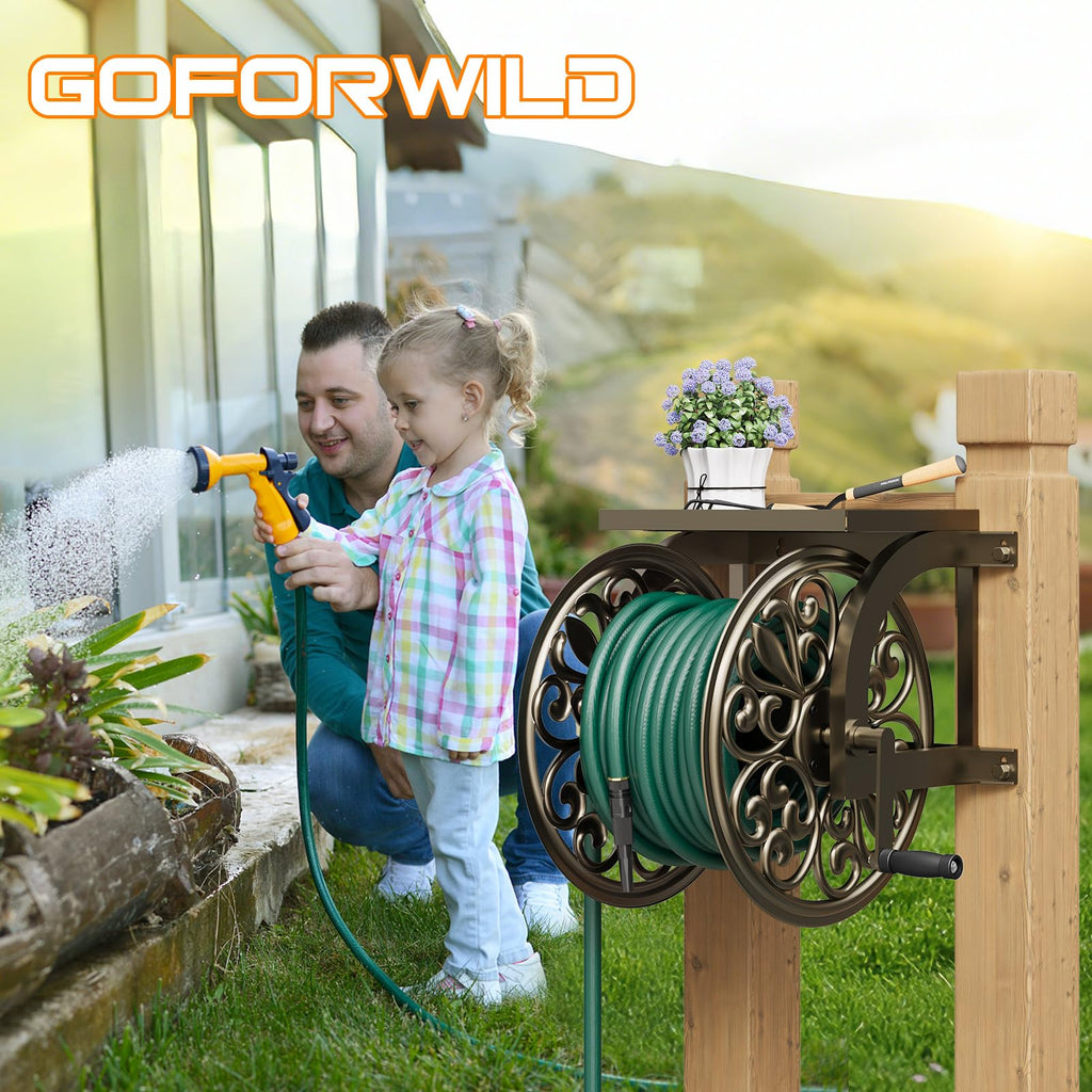 Wall Mount Garden Hose Reel, Holds 200-Feet of 5/8-Inch Hose P66084