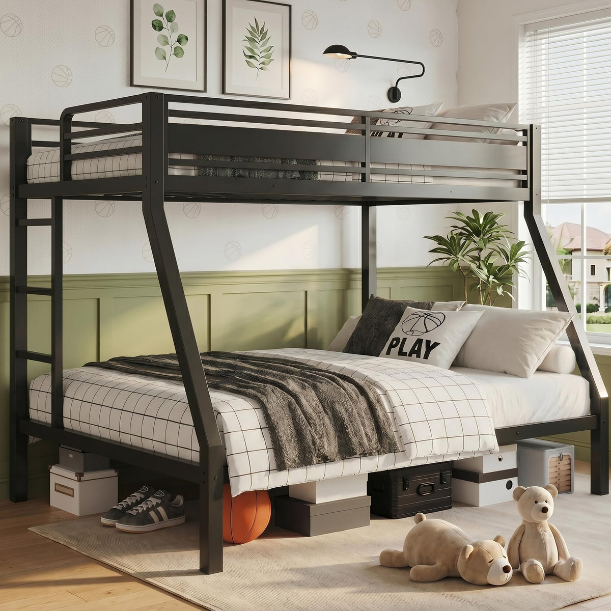 Black Twin Over Full Size Bunk Beds Q31336