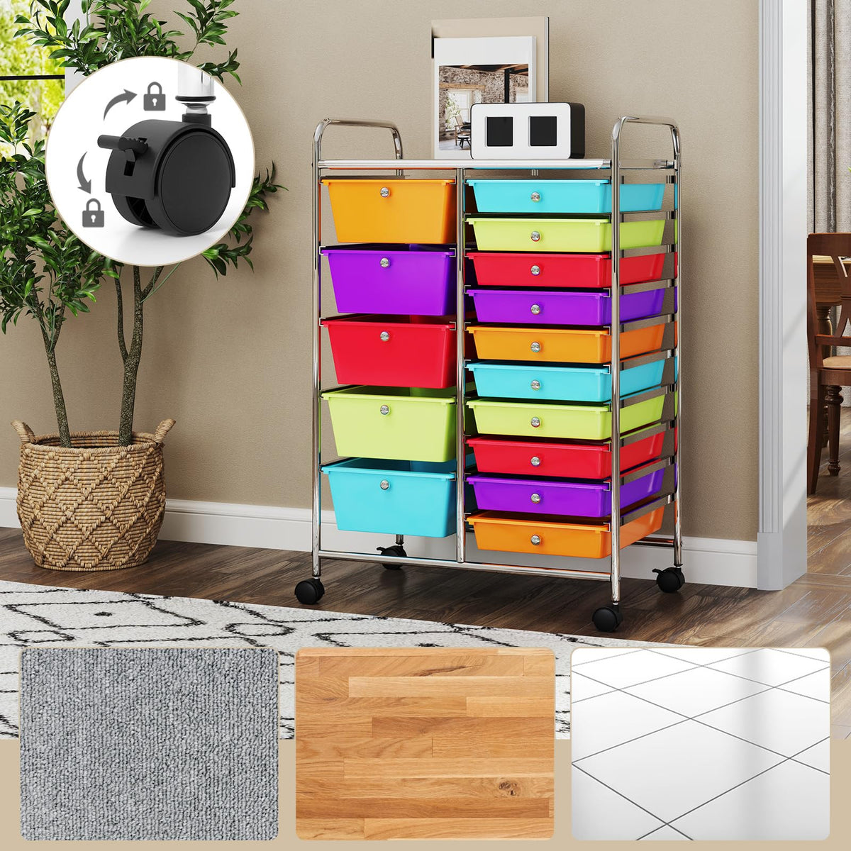 15 Drawer Rolling Storage Cart K337