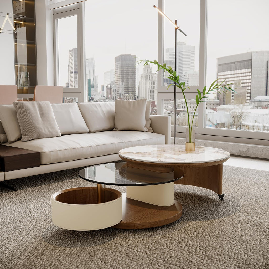 Round Expandable Coffee Table with Hidden Storage R194