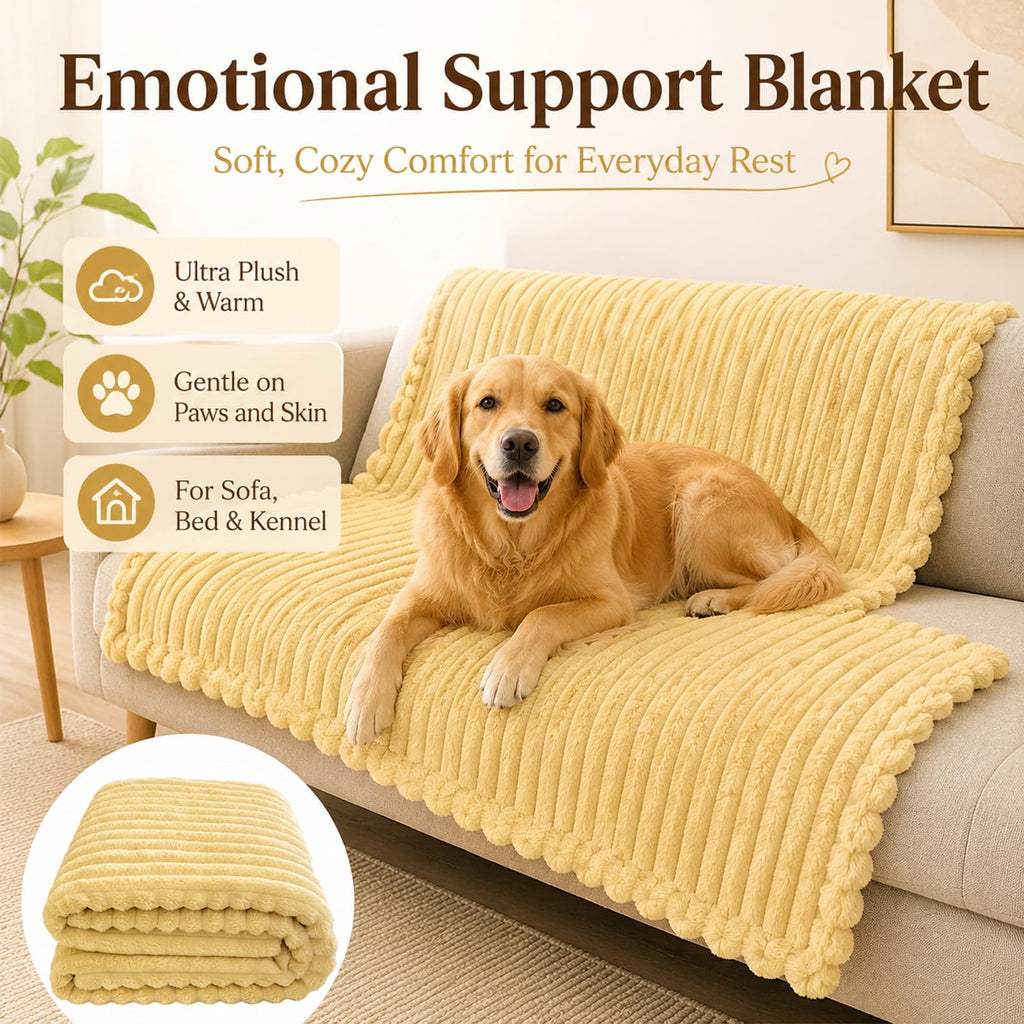 Yellow Rabbit Hair Plush Pet Blanket I828