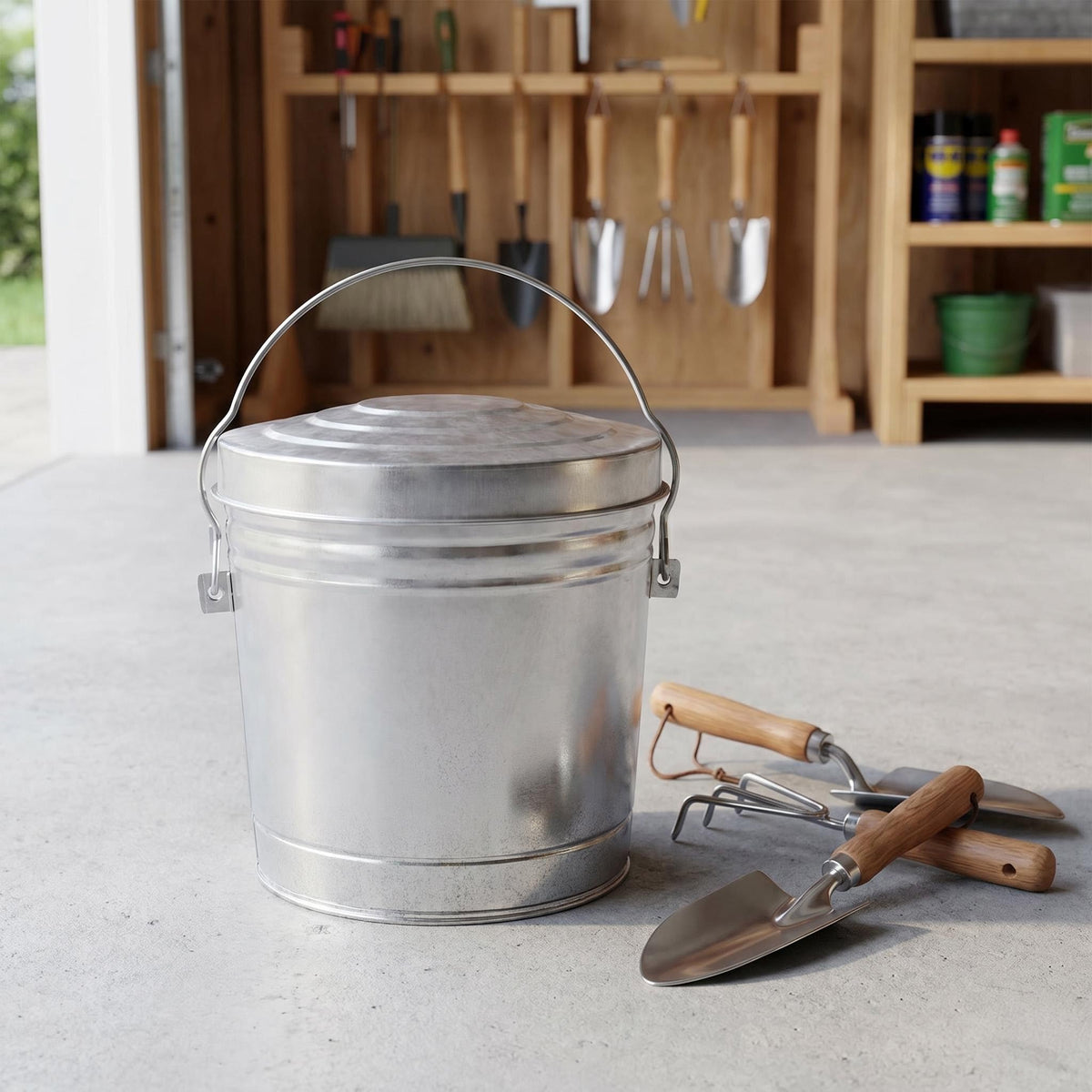 Galvanized Steel Storage Can with Locking Lid N55254