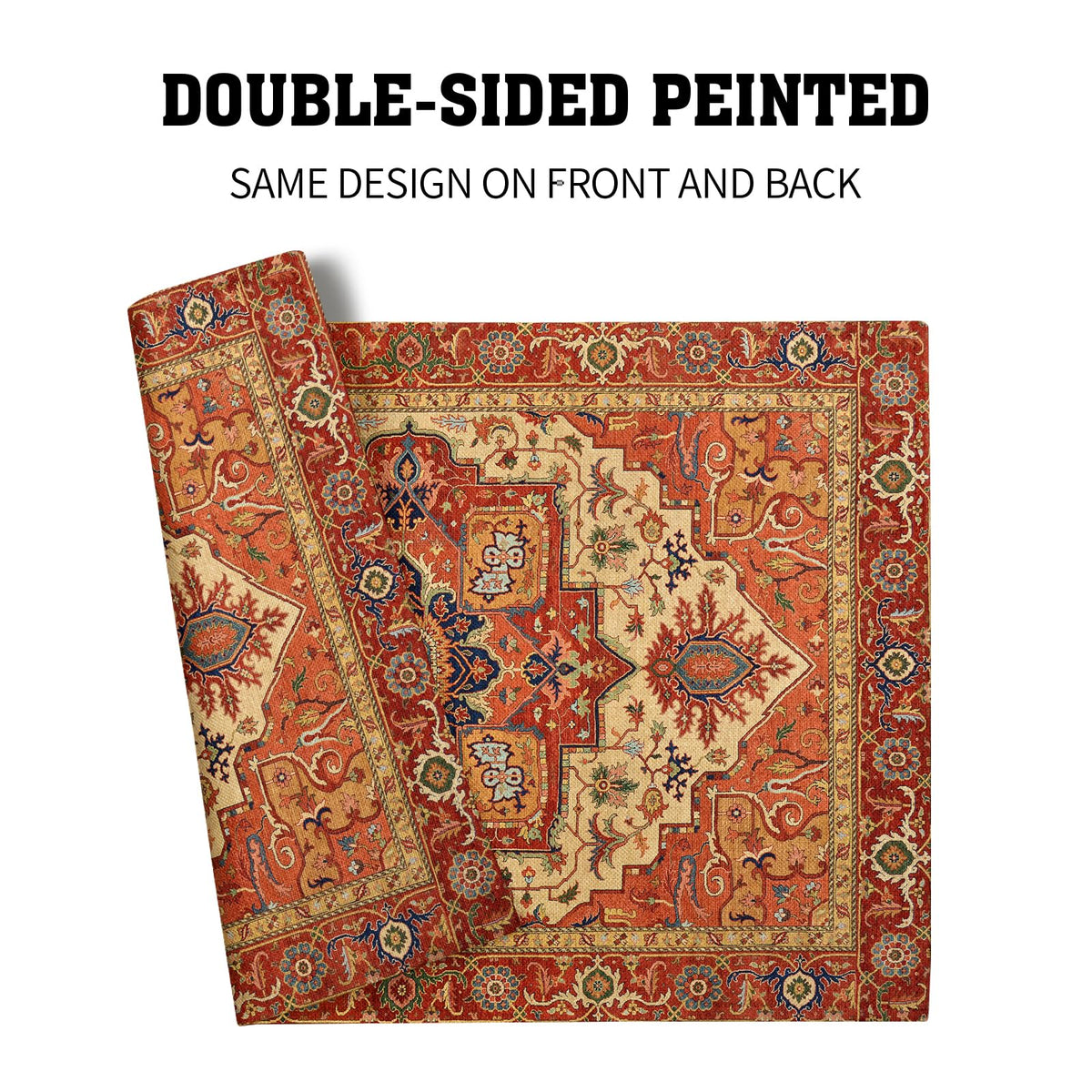 Boho Ethnic Placemats Set of 4 Orange Brown Retro Flower Linen 12"x18" A870077