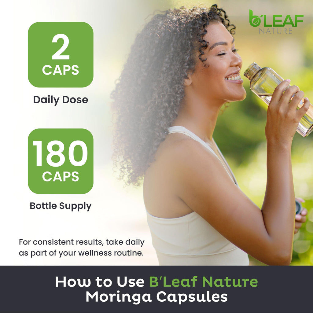 Moringa Leaf Vegan Capsules 1000mg 180 Count C349