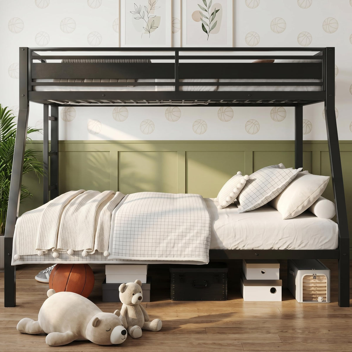 Black Twin Over Full Size Bunk Beds Q31336