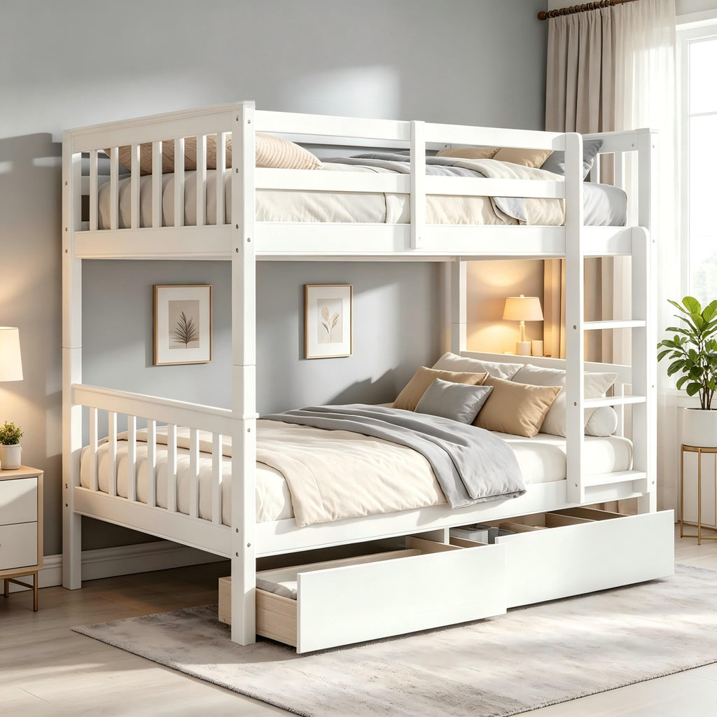 Twin Over Twin Bunk Bed with Storage D38288