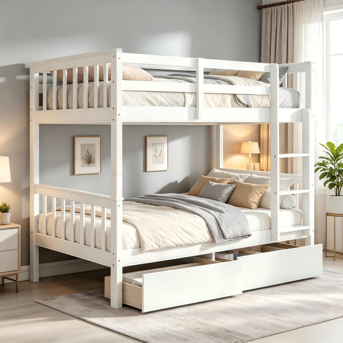 Twin Over Twin Bunk Bed with Storage D38288