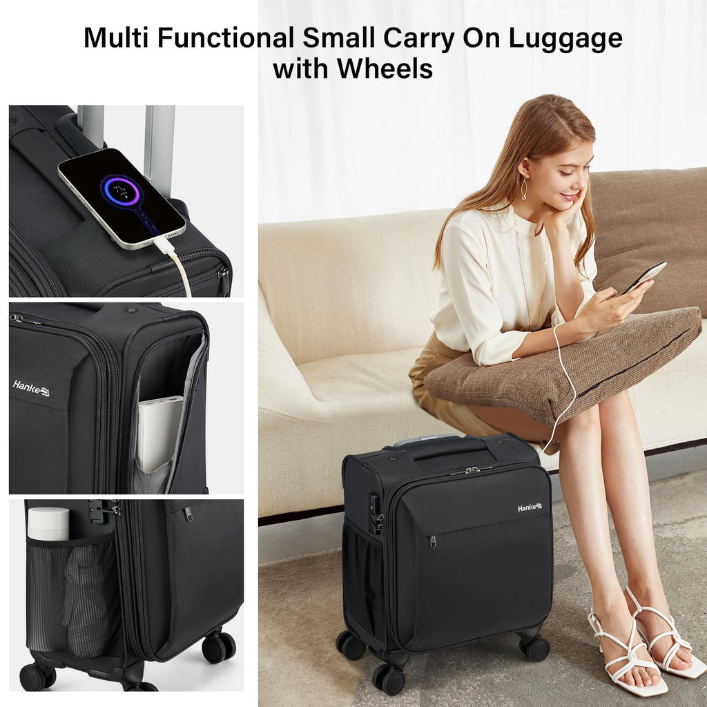 16 Inch Underseat Carry On Luggage with Wheels Dark Gray Z5600