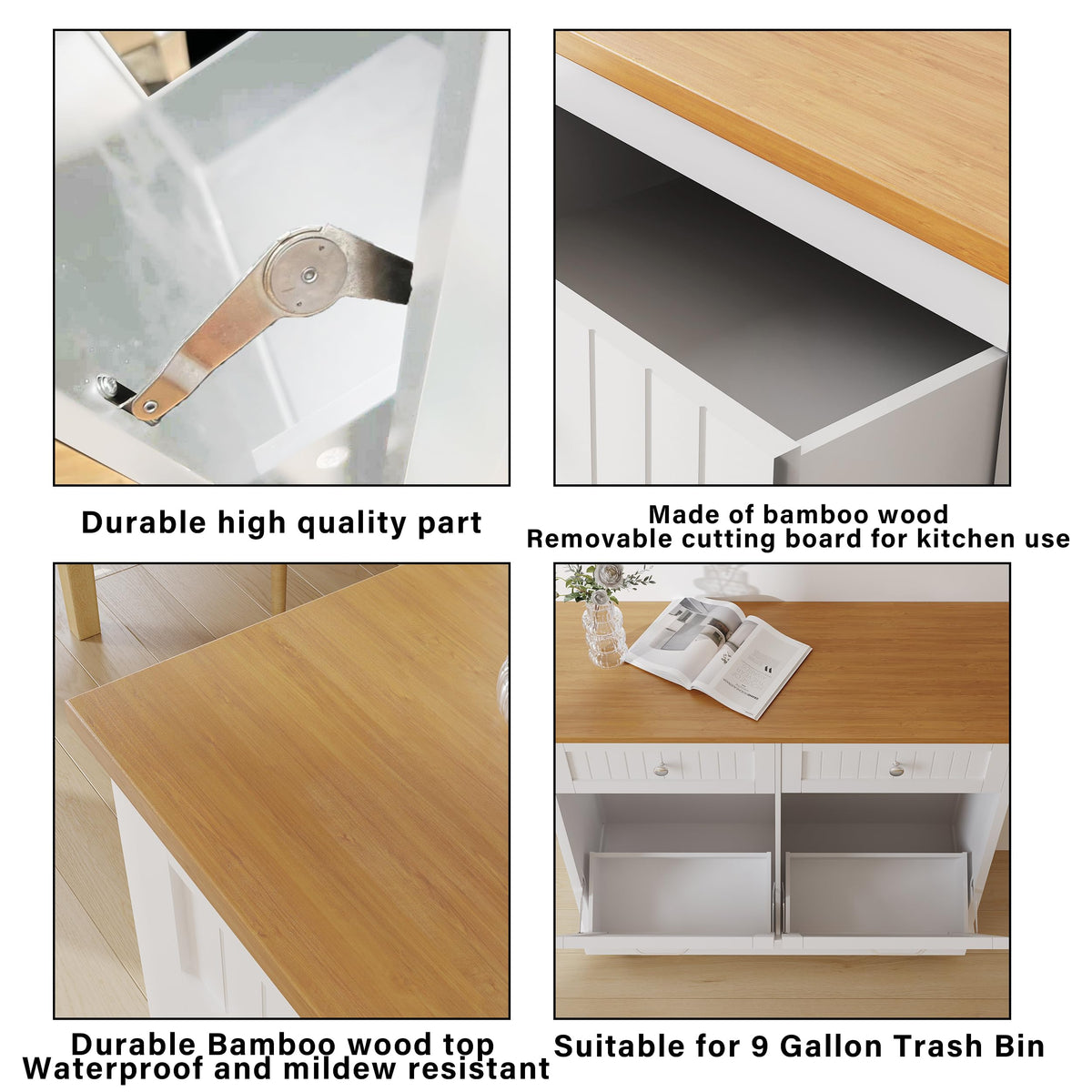 White 20 Gallons Tilt-Out Trash Can Cabinet D5735