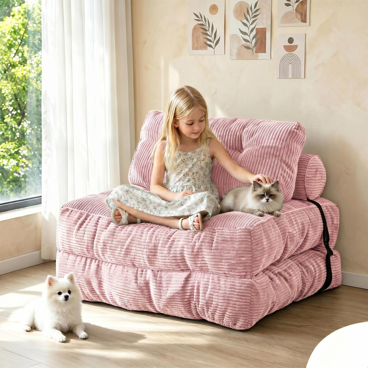 3-in-1 Folding Sofa Bed Convertible Futon Chair N728