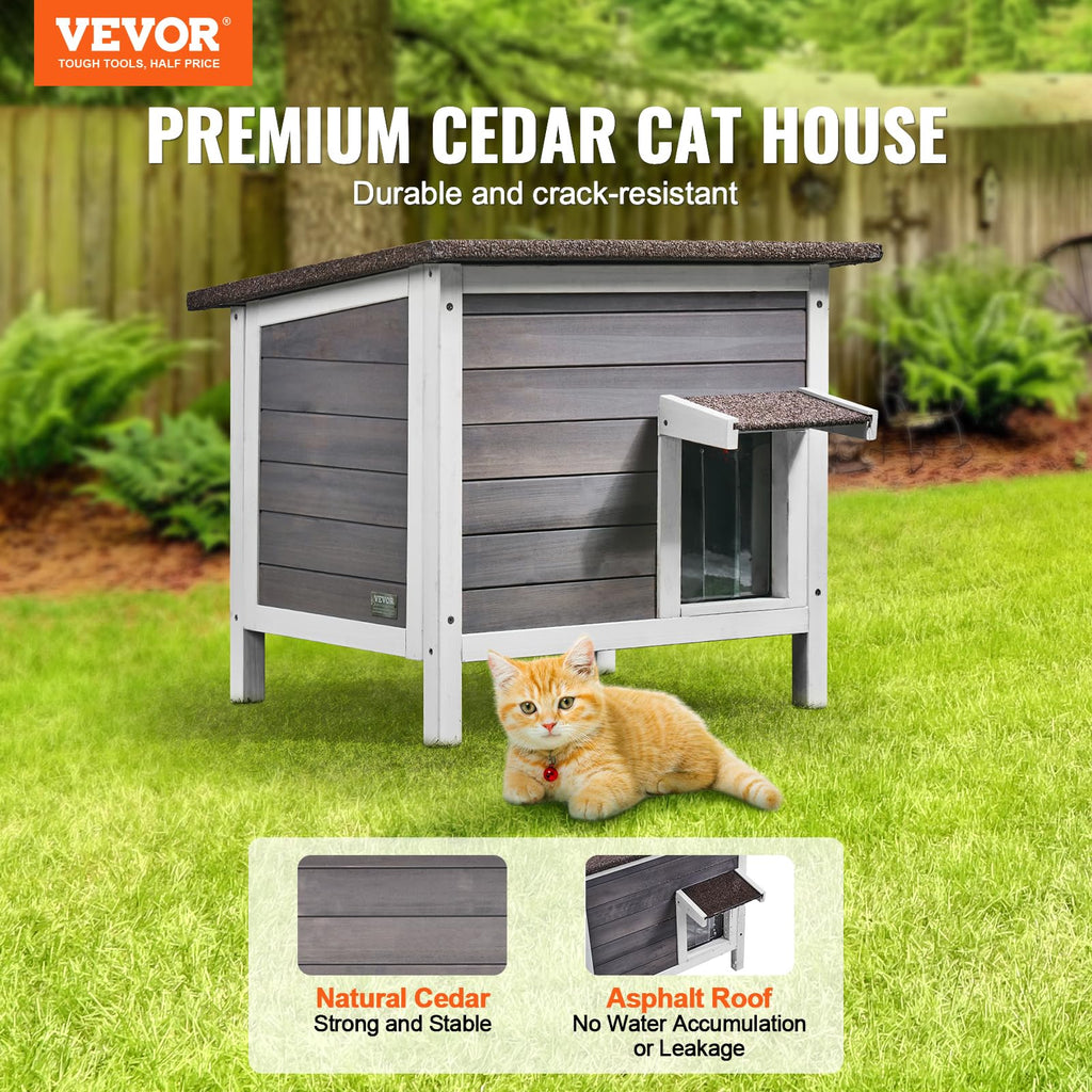 Weatherproof Wooden Outdoor Cat House B573210