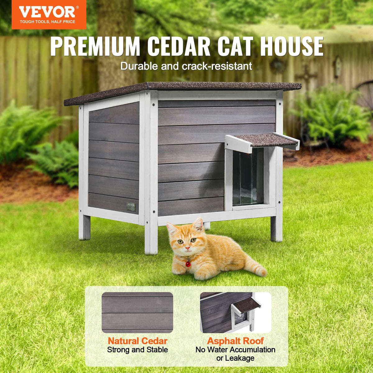 Weatherproof Wooden Outdoor Cat House B573210
