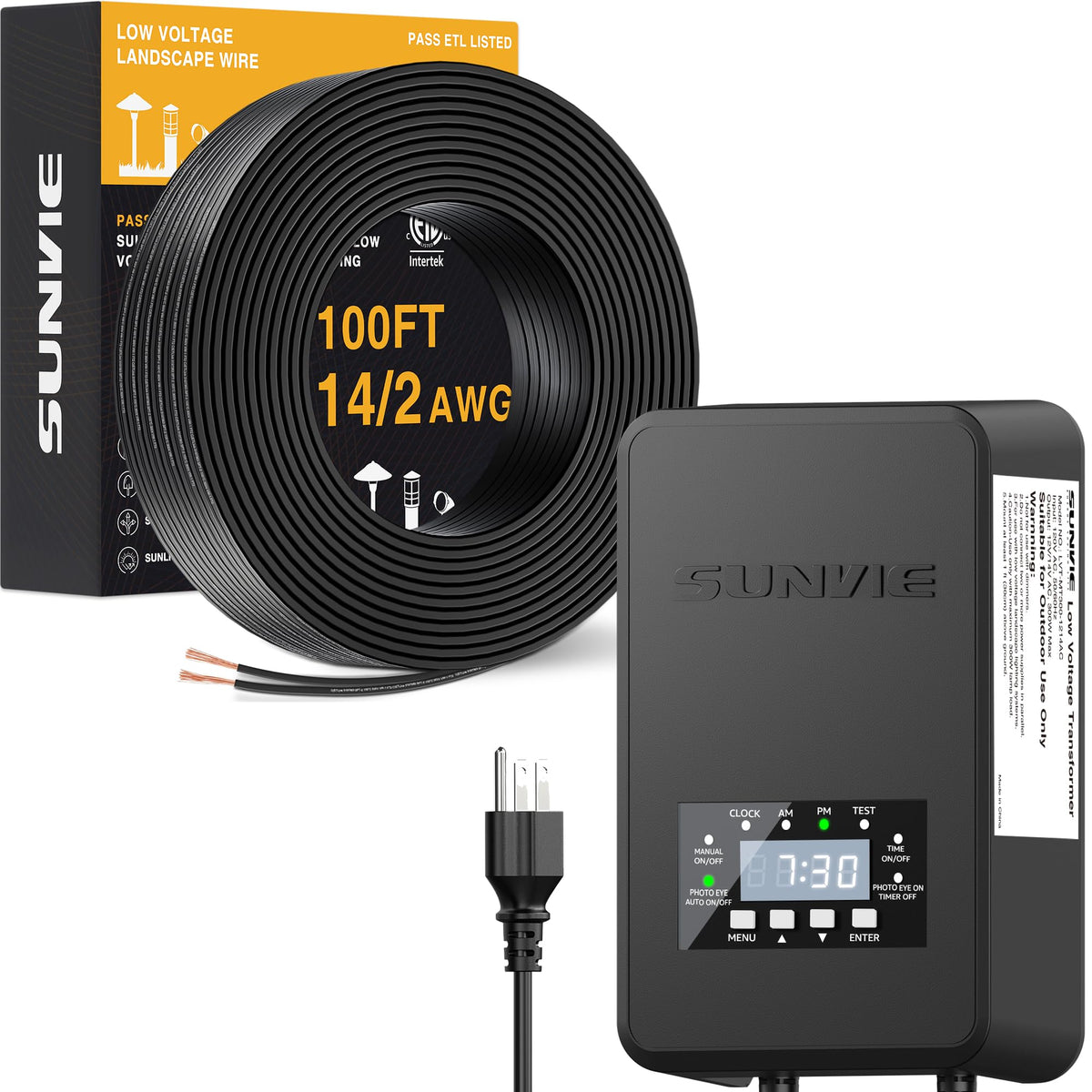 200W Landscape Lighting Transformer with Timer and Photocell Sensor T365