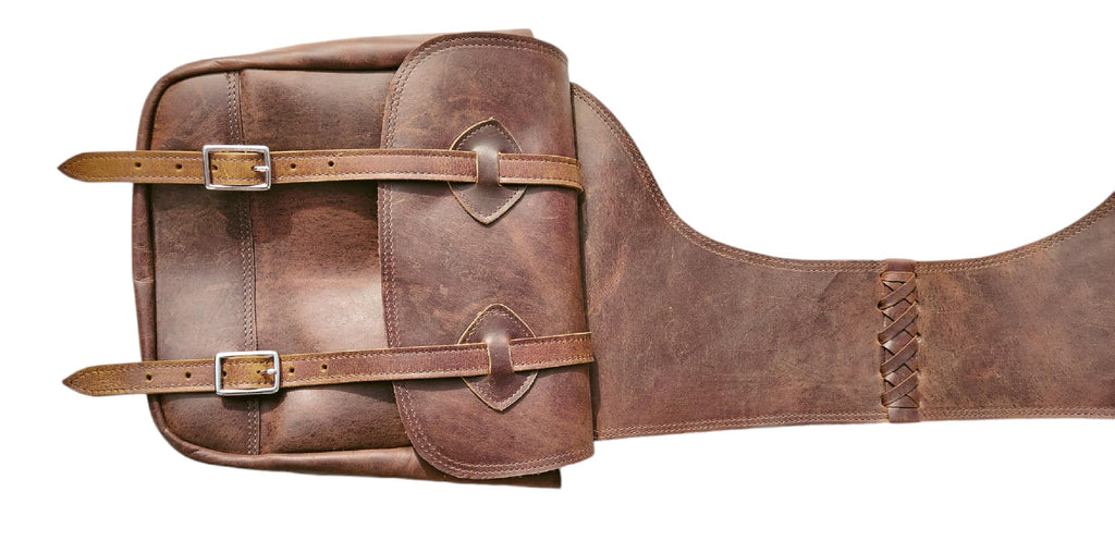 Leather Saddle Bag with Adjustable Strap 11X11X3.5 Inch F39352
