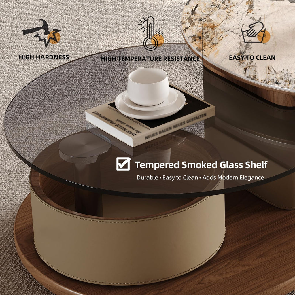 Round Expandable Coffee Table with Hidden Storage R194