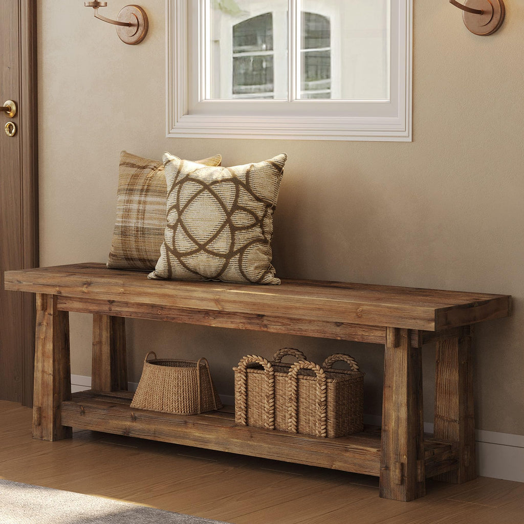 55" Wood Entryway Bench with Shoe Storage K850620