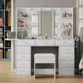 Vanity Desk with Mirror and 12 LED Lights, 11 Drawers & 4 Shelves P860501