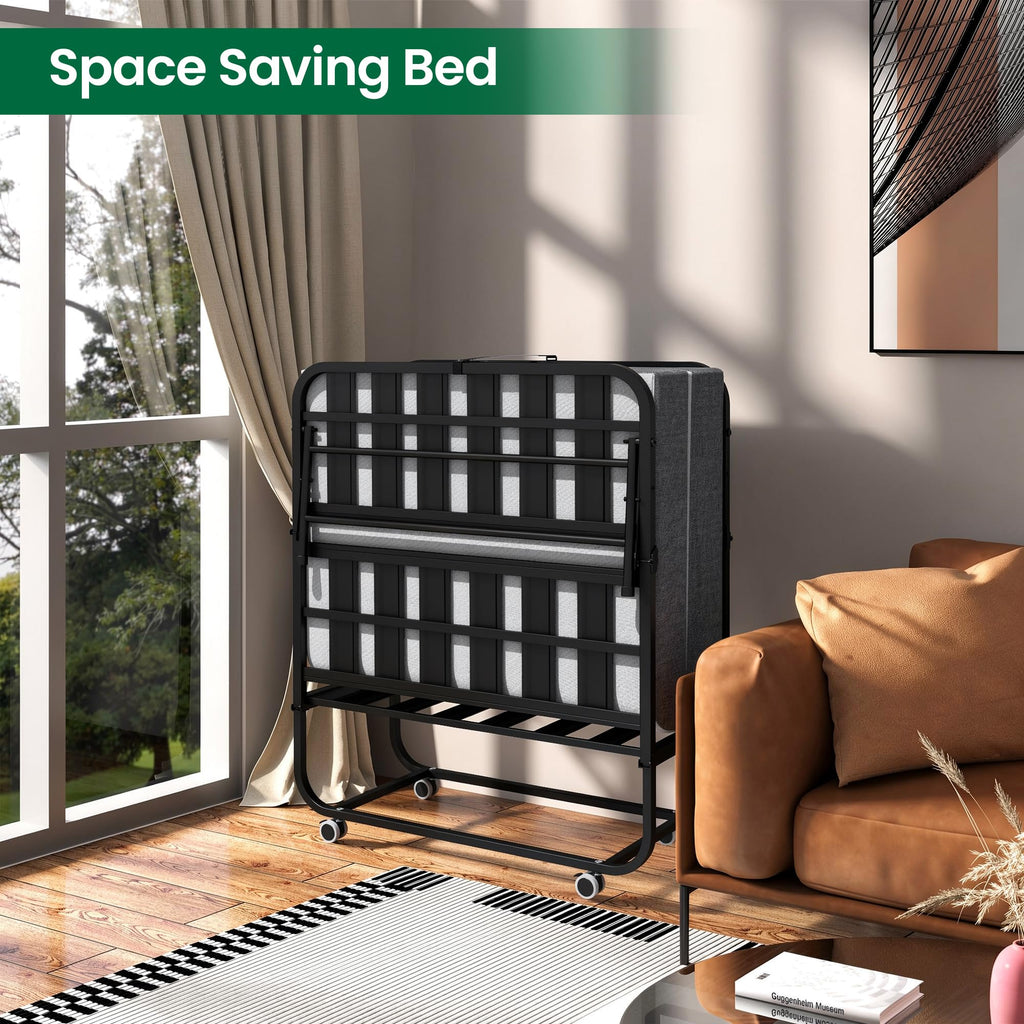 Folding Bed with Mattress with Wheels S820