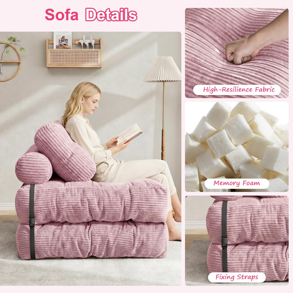 3-in-1 Folding Sofa Bed Convertible Futon Chair N728