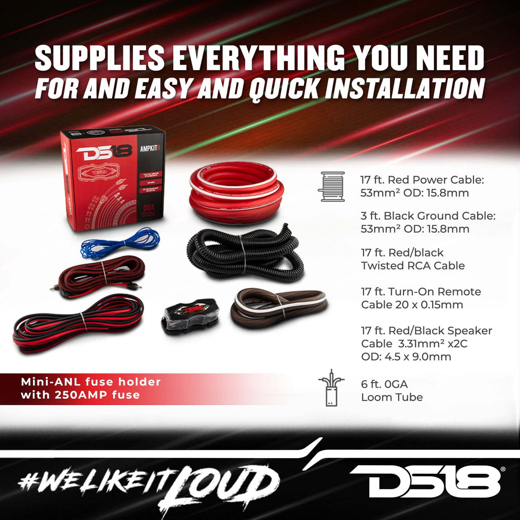0 Gauge CCA Complete Amp Wiring Kit with ANL Fuse Holder 250A F81513