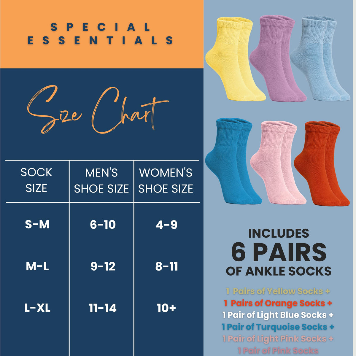 Women's Diabetic Ankle Socks, 6 Pairs, Non-Binding E51743