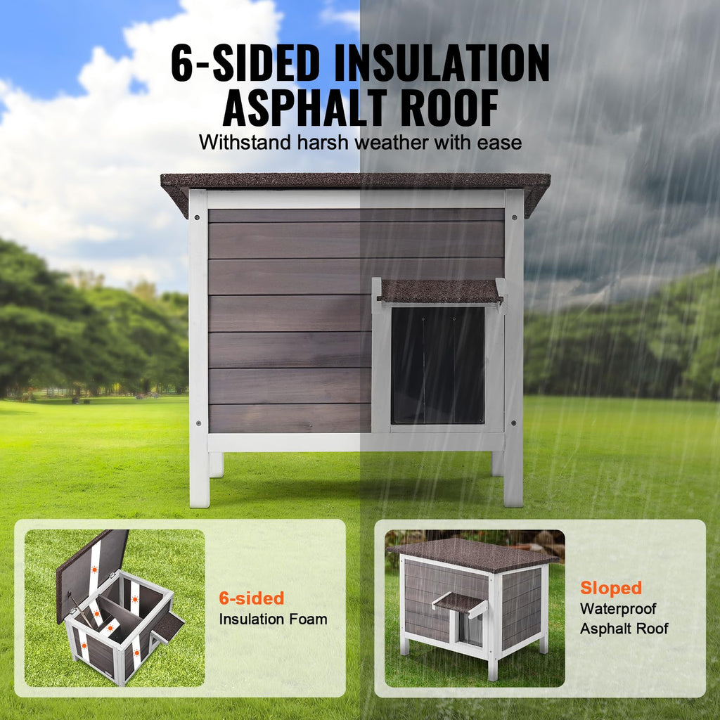 Weatherproof Wooden Outdoor Cat House B573210