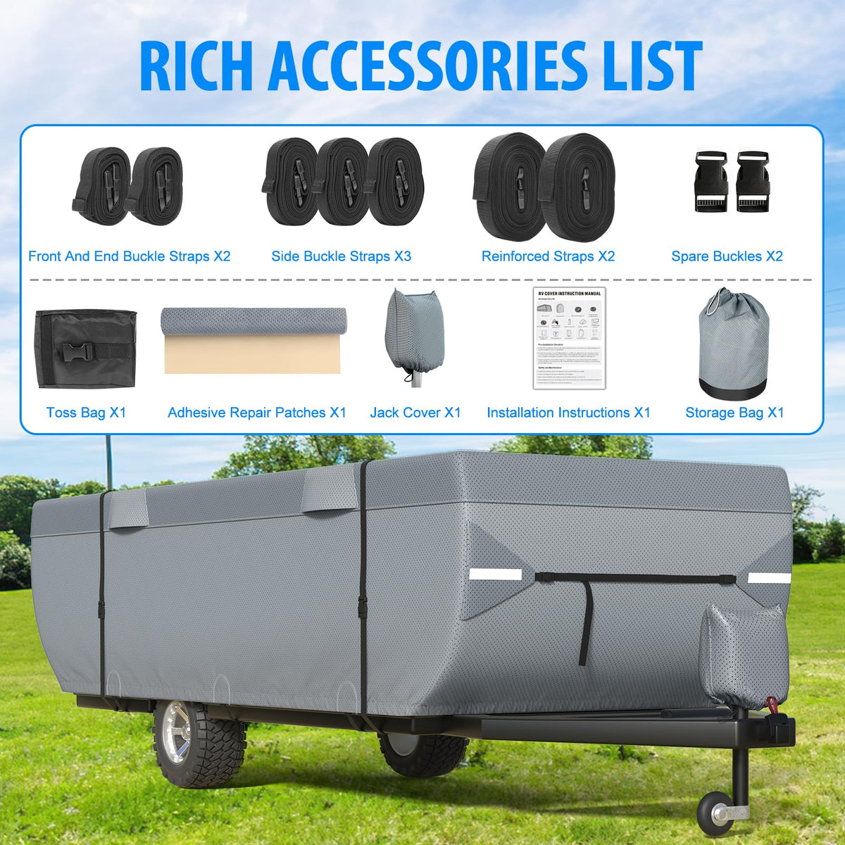 9 Layers 14-16ft Tent Trailer Cover V373