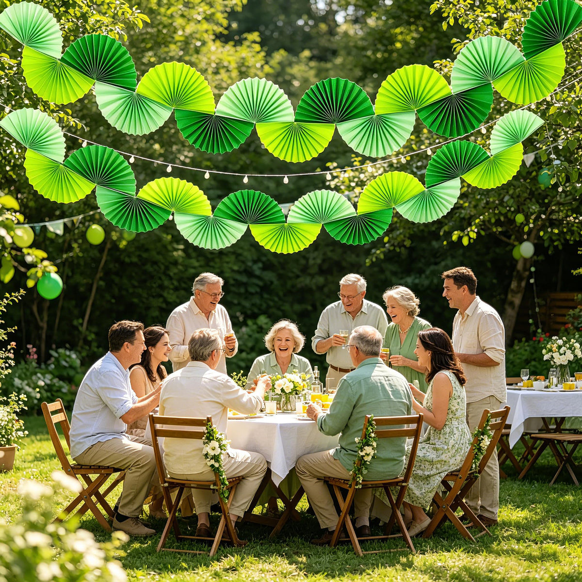 Green Paper Fan Garlands L893