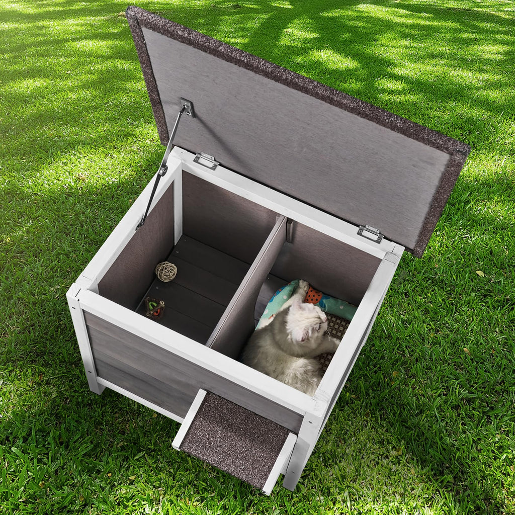 Weatherproof Wooden Outdoor Cat House B573210