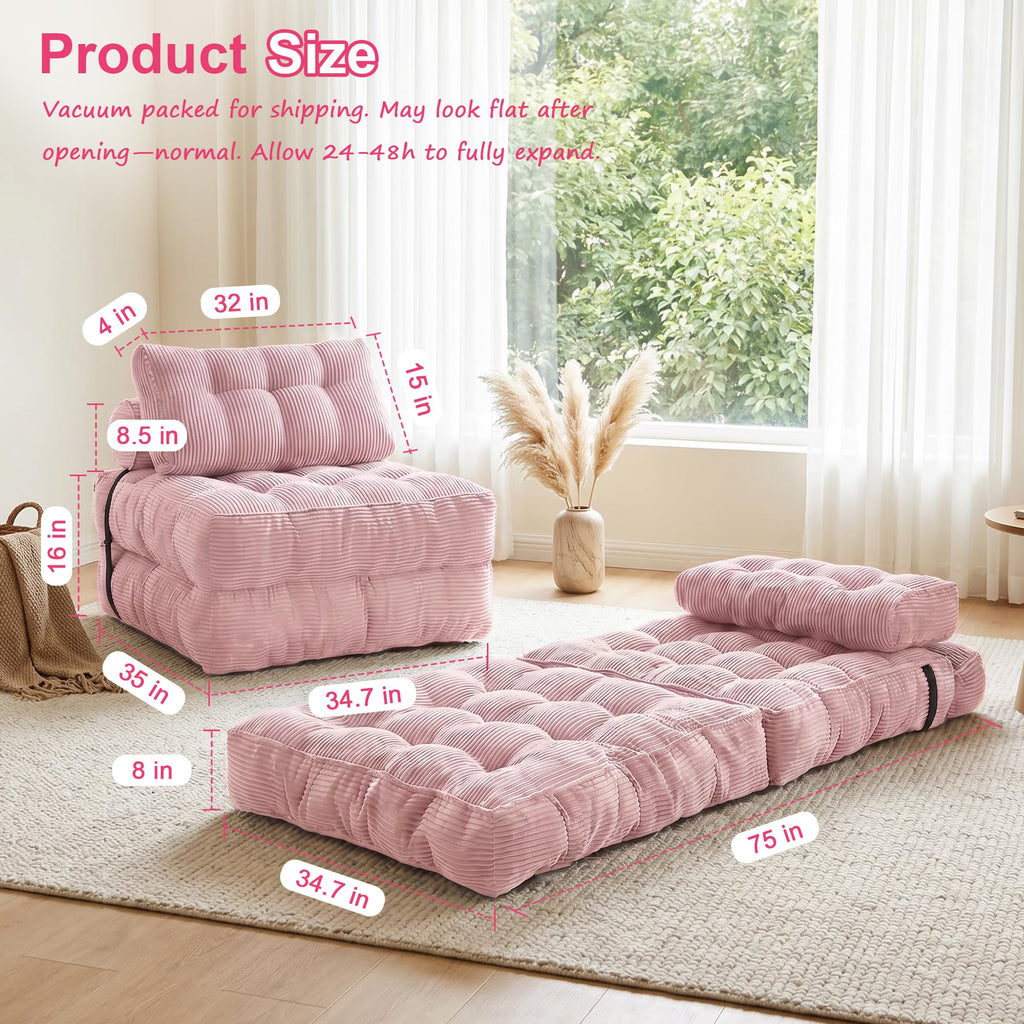 3-in-1 Folding Sofa Bed Convertible Futon Chair N728