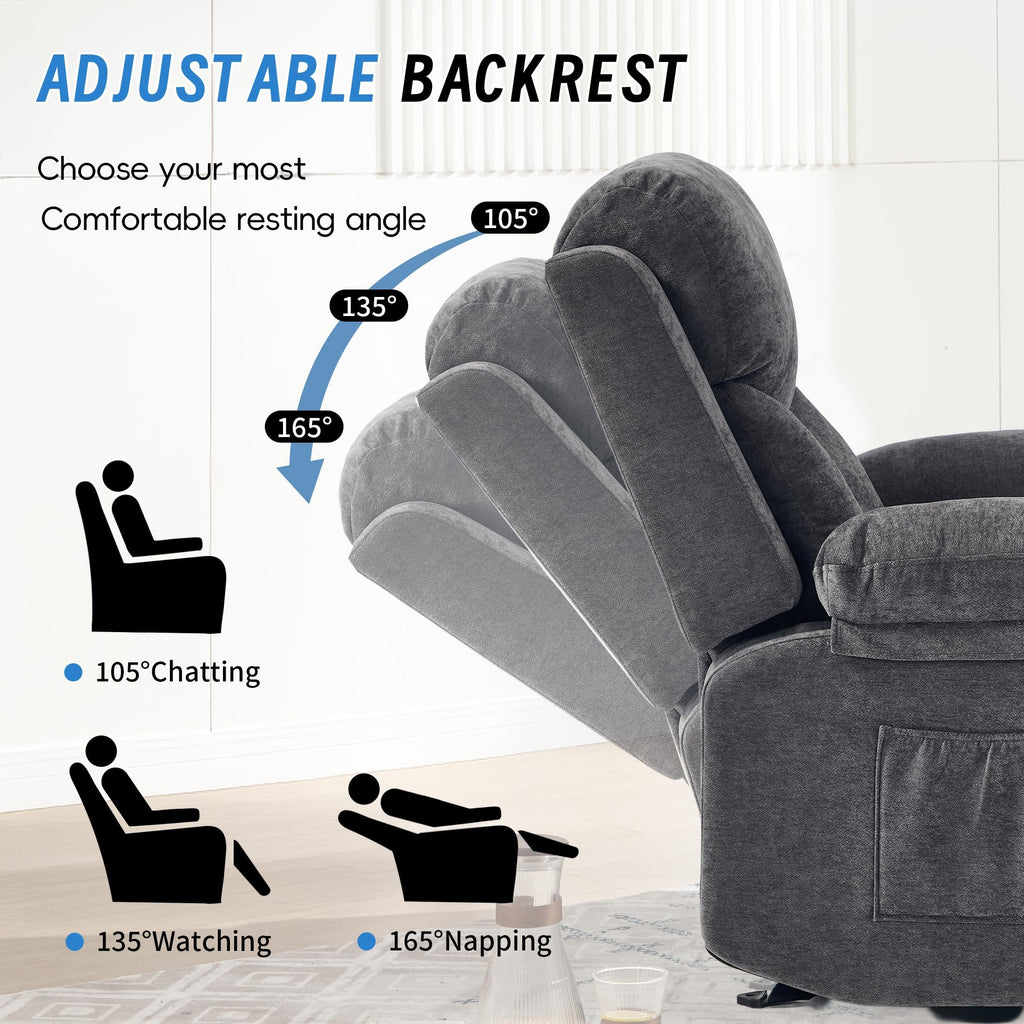 Manual Rocker Recliner Chair with Massage, Dark Grey B8696